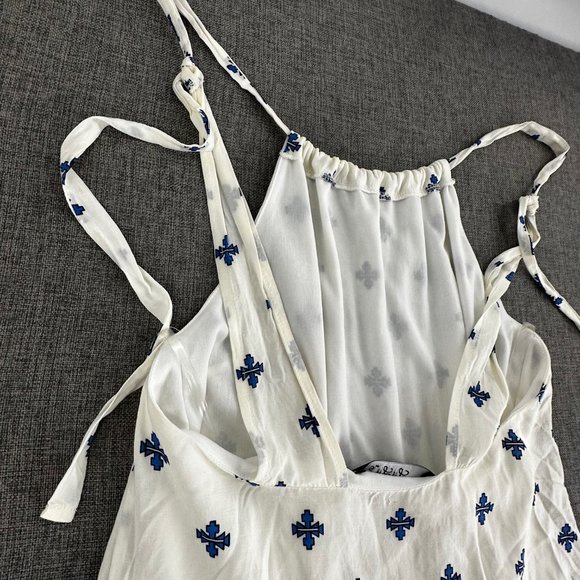 Lulu's‎ Mini Dress Relaxed Fit Blue & Ivory Sleeveless Small Lined Lightweight - Picture 11 of 15